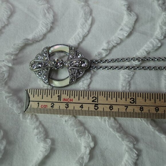 Lia Sophia Long Mother of Pearl Enamel Crystal Rhinestones Necklace & Pendant - Picture 6 of 8